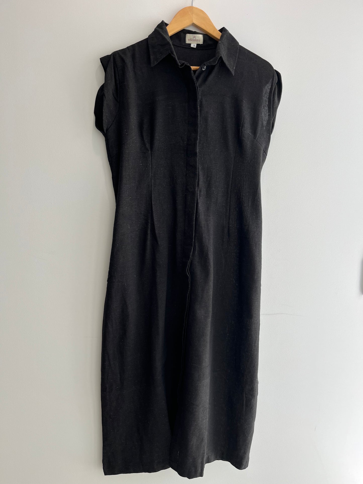 Ash Black Sleeveless Shirt Dress