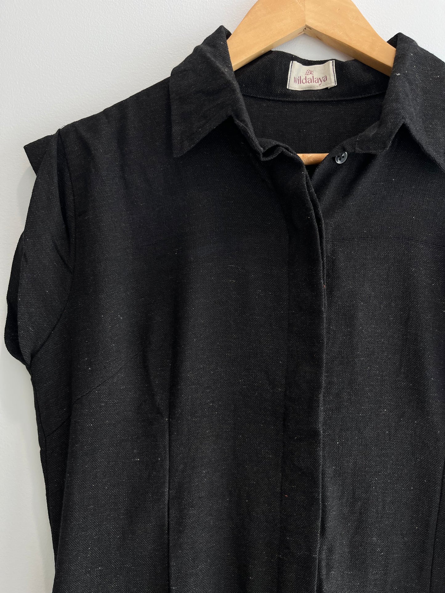Ash Black Sleeveless Shirt Dress