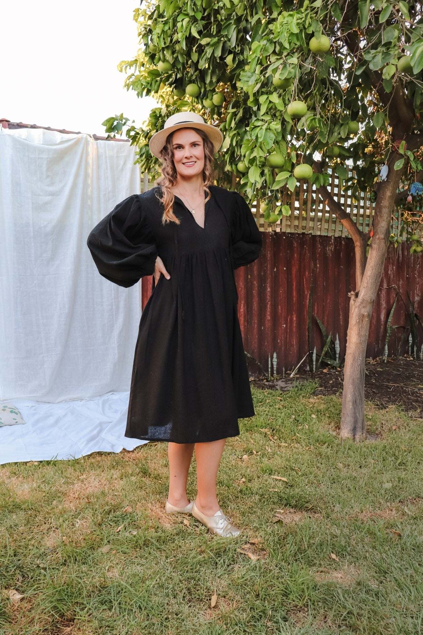 Ebony Bloom Hemp Black Dress - Wildalaya hemp