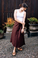 Wildalaya Everyday Hemp Wrap Skirt lifestyle shot, sustainable hemp fashion