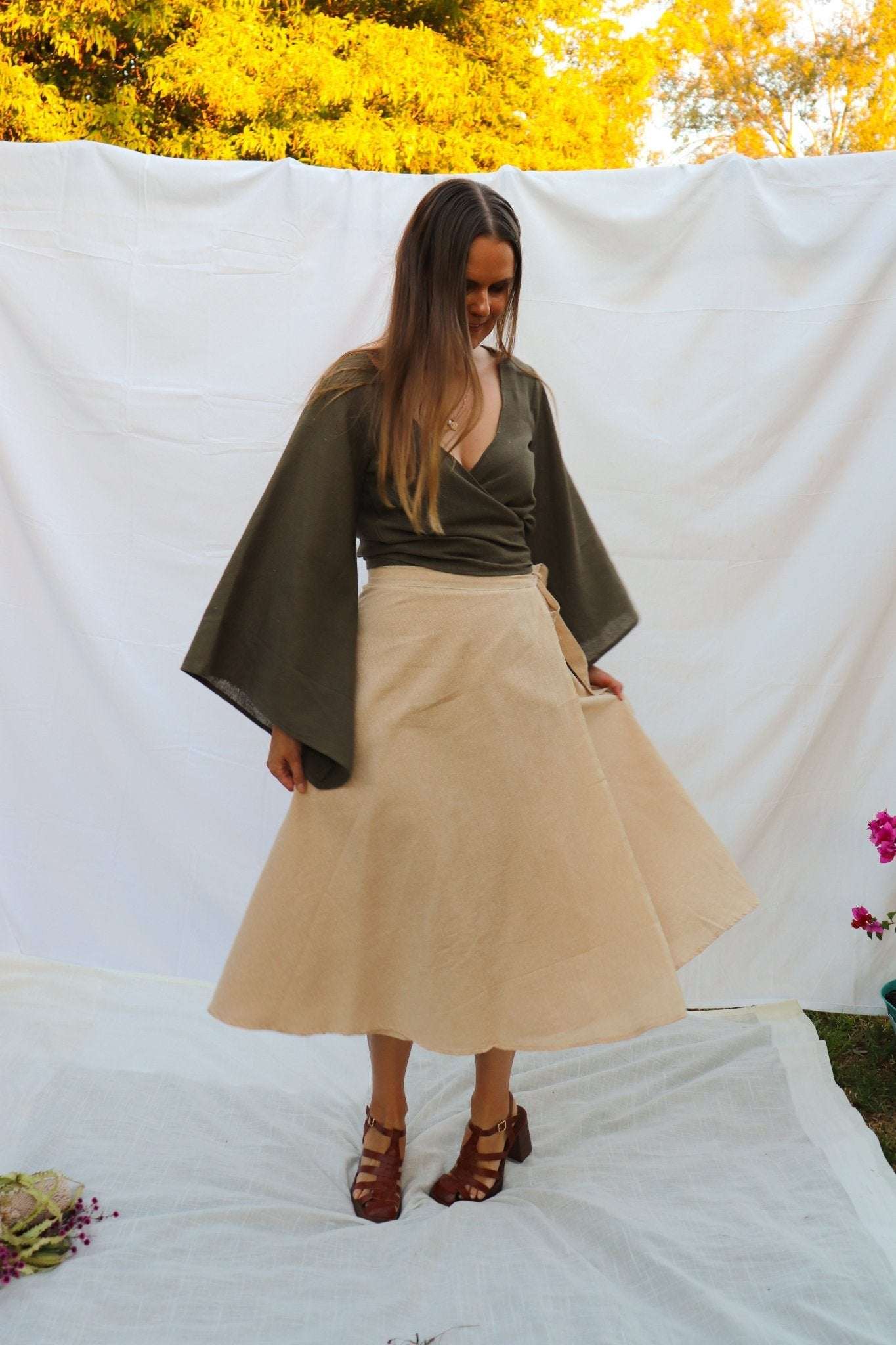 【新品】Bluelea Wrap culotte skirt 36 beige Wildalaya Hemp Wrap Skirt - Stylish Sustainable Earth Wrap Skirt