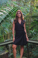 Ash Black Wrap Tie Top