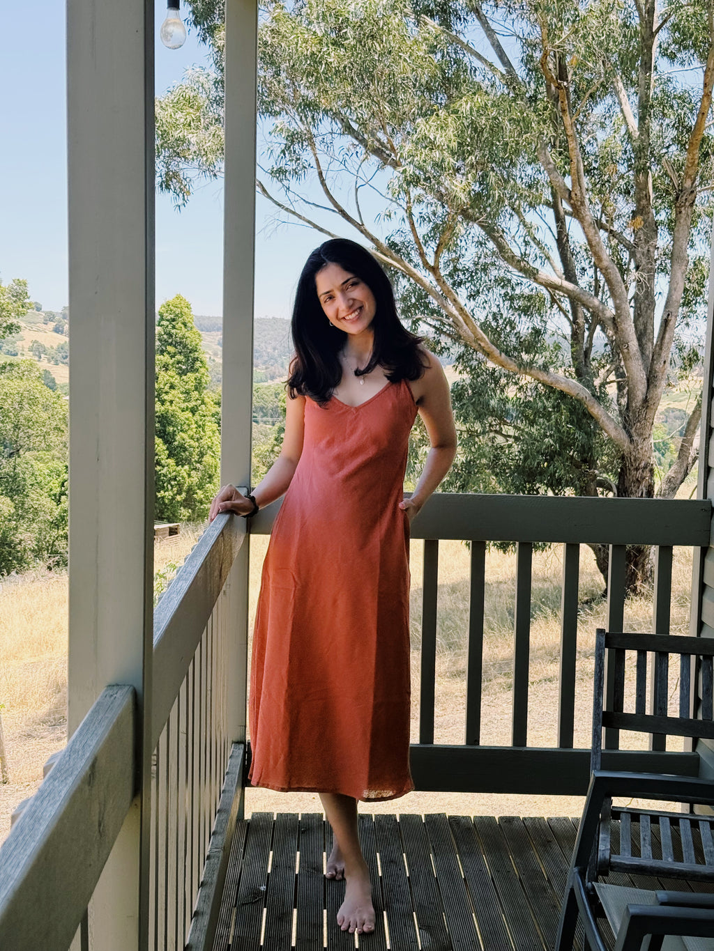 Hemp Clay Red Midi Dress