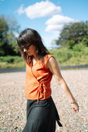 Red Clay Wrap Tie Top