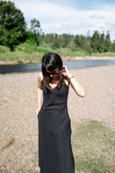 Black Midi Slip Dress Wildalaya