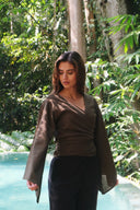 Mossy Grove Wrap Top