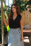 Ash Black Wrap Tie Top