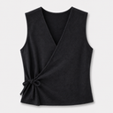 Ash Black Wrap Tie Top