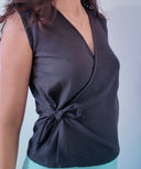 Ash Black Wrap Tie Top