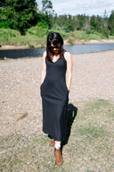 Black Midi Slip Dress Wildalaya