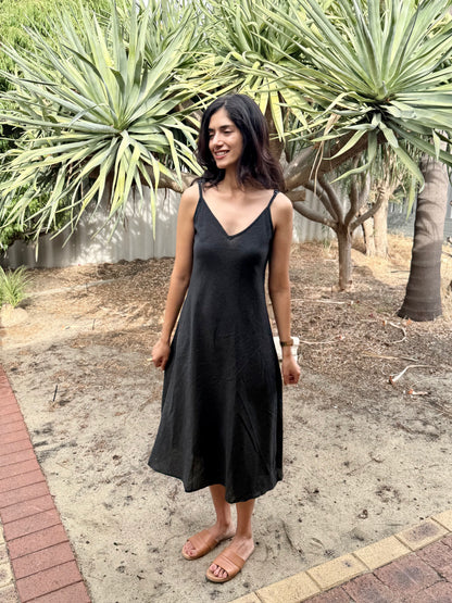 Ash Black Midi Slip Dress