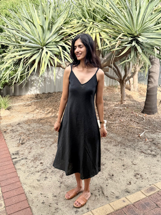 Ash Black Midi Slip Dress
