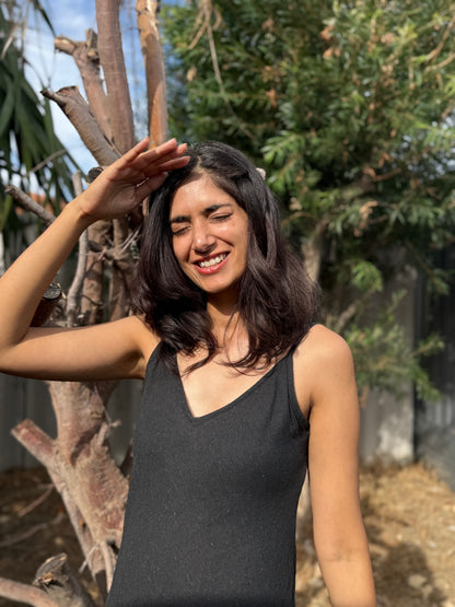 Ash Black Midi Slip Dress