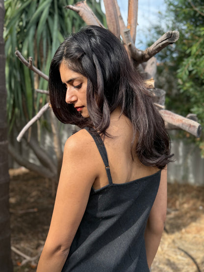 Ash Black Midi Slip Dress