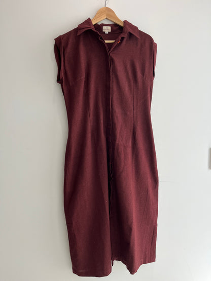 Mahogany Earth Sleeveless Shirt Dress