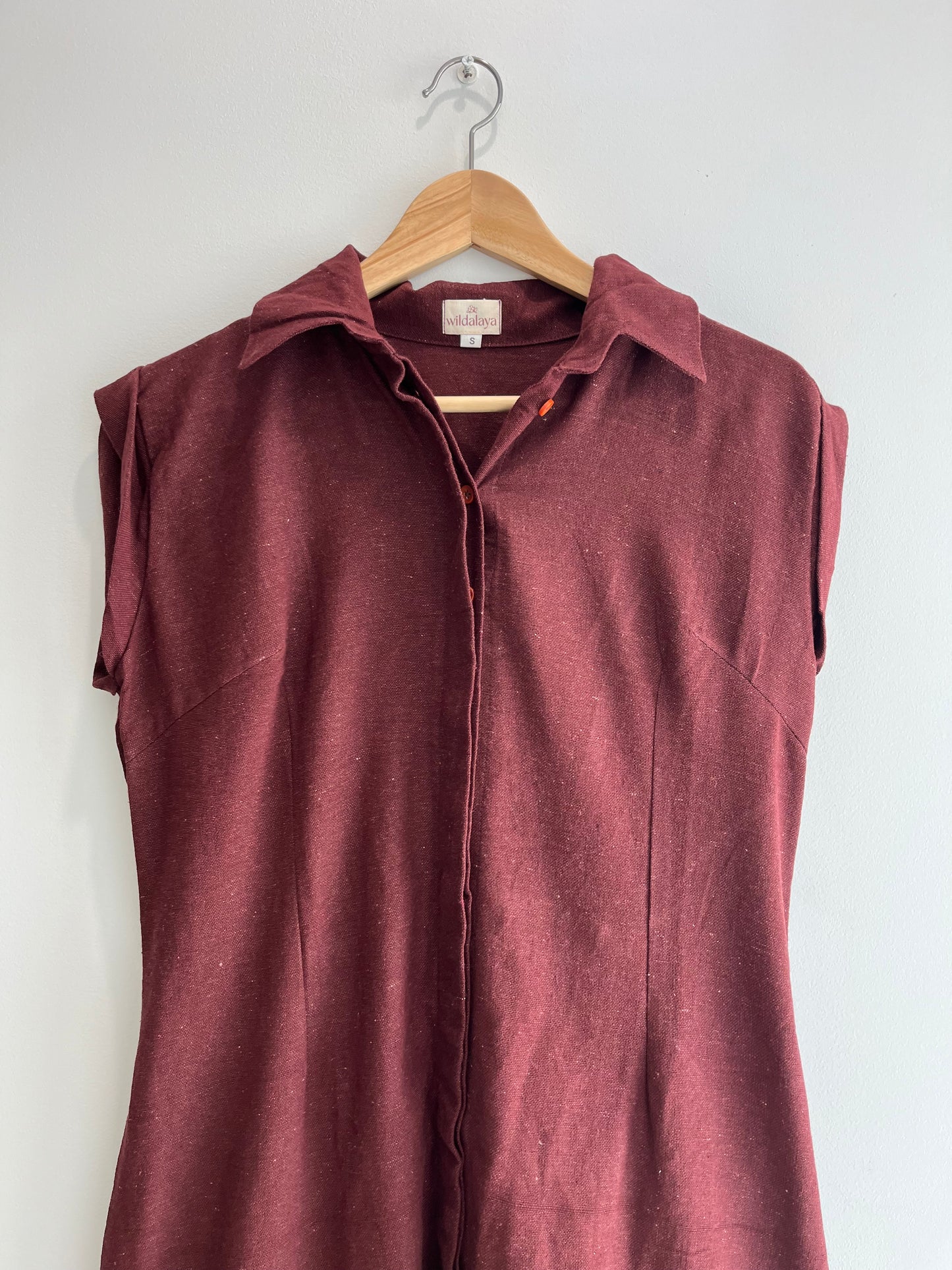 Mahogany Earth Sleeveless Shirt Dress