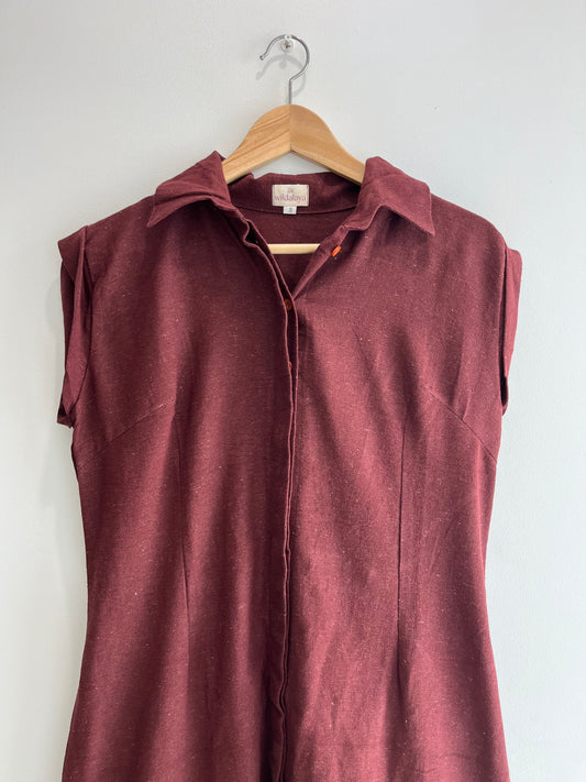Mahogany Earth Sleeveless Shirt Dress