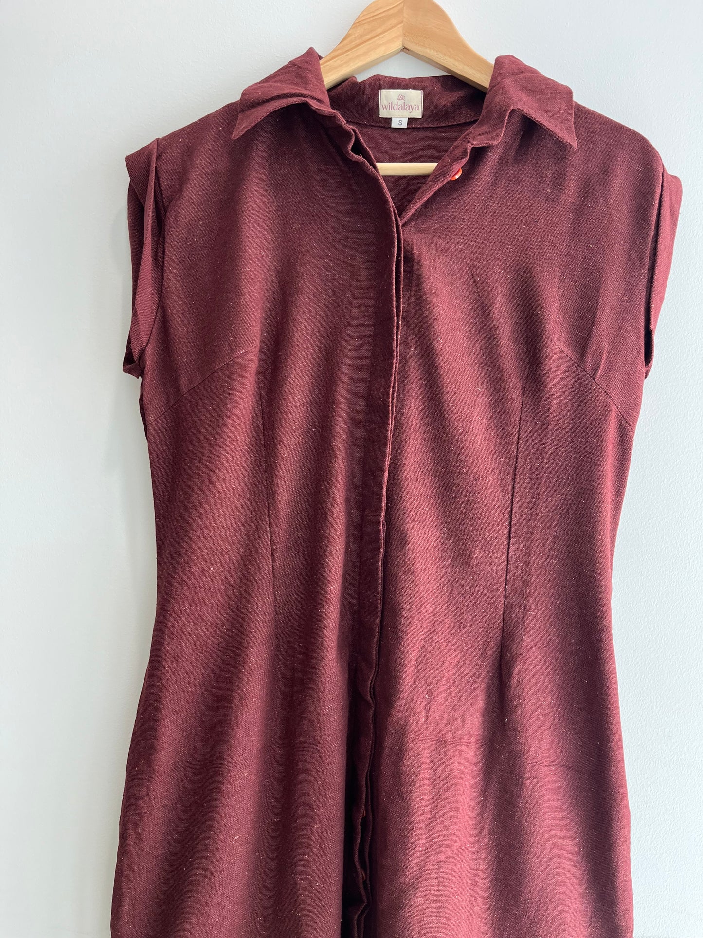 Mahogany Earth Sleeveless Shirt Dress
