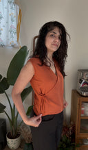 Red Clay Wrap Tie Top