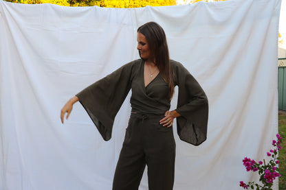 Mossy Grove Hemp Wrap Top