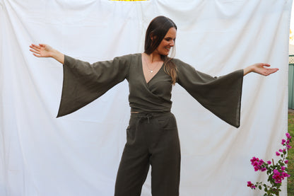 Mossy Grove Hemp Wrap Top