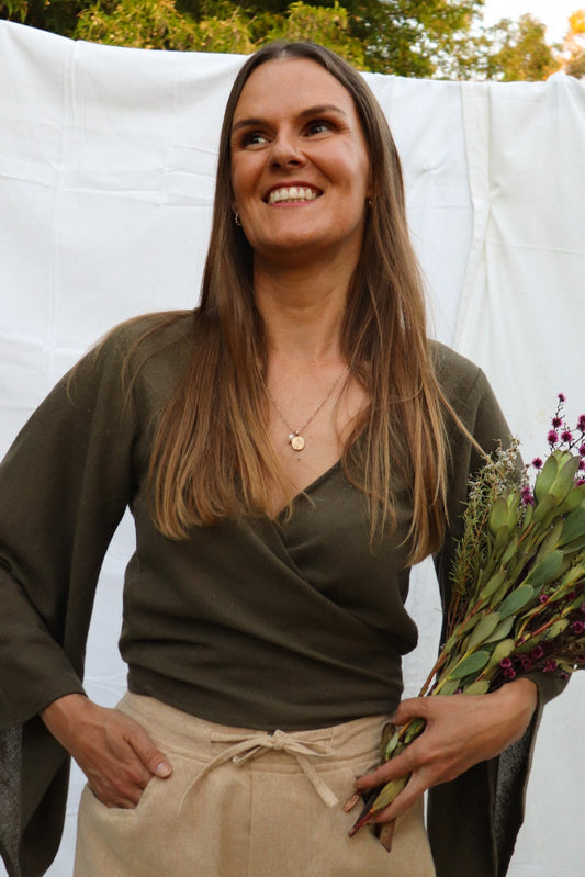 Mossy Grove Hemp Wrap Top