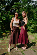 Wildalaya Everyday Hemp Wrap Skirt styled with top, earthy sustainable outfit