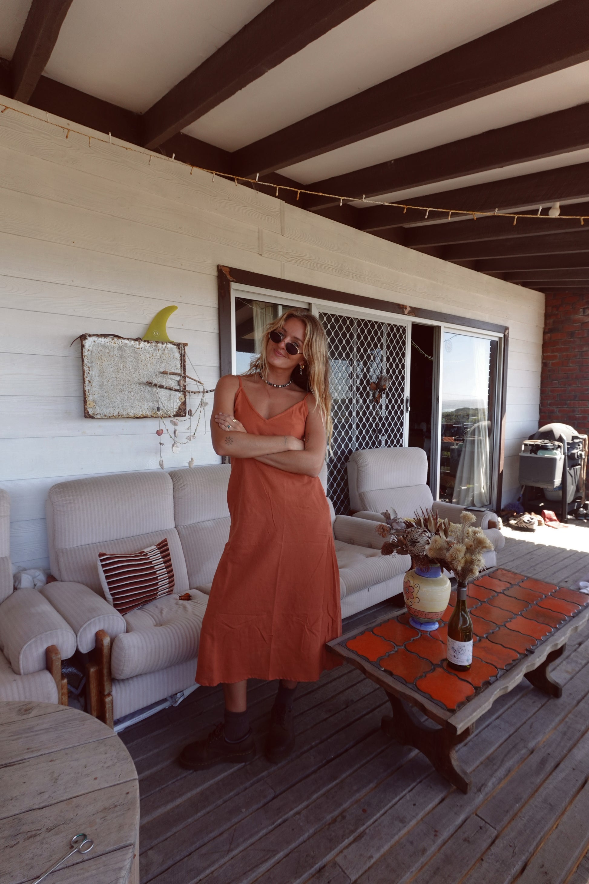 Hemp Clay Red Midi Dress