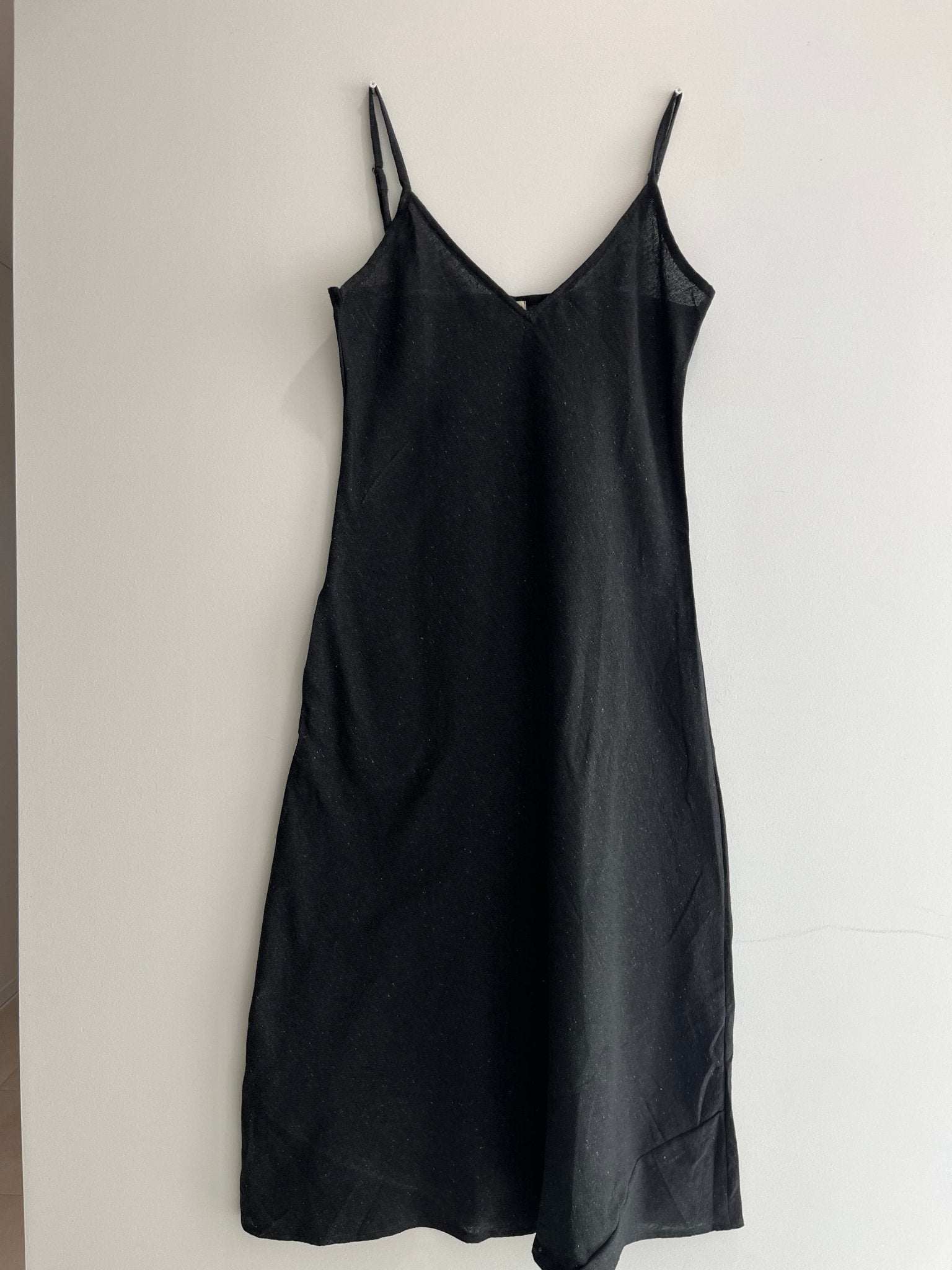 Hemp Black Midi Slip Dress Wildalaya