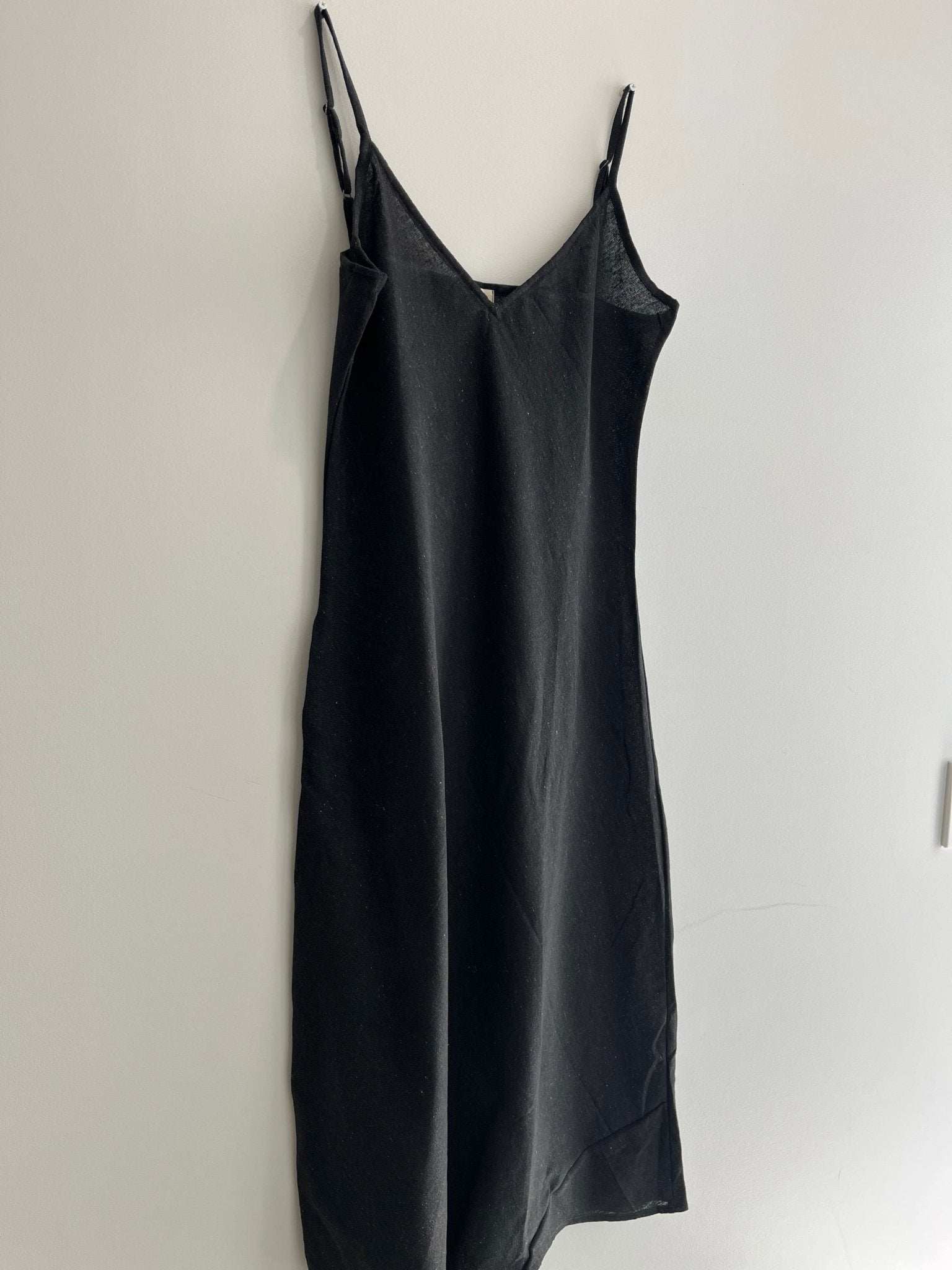 Hemp Black Midi Slip Dress Wildalaya