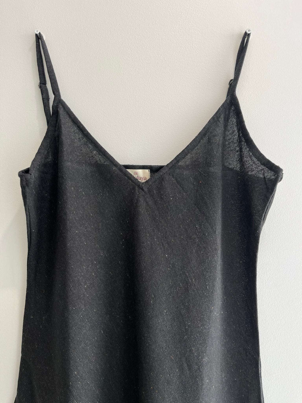 Hemp Black Midi Slip Dress Wildalaya