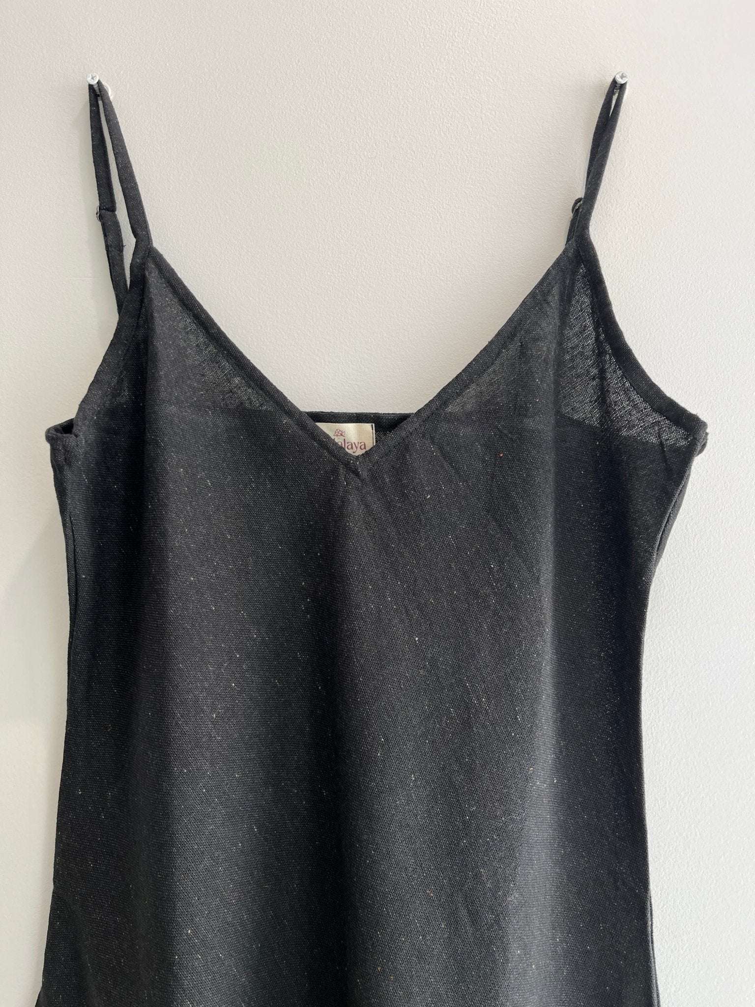 Hemp Black Midi Slip Dress Wildalaya