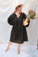 Ebony Bloom Hemp Black Dress - Wildalaya hemp