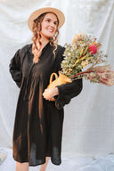 Ebony Bloom Hemp Black Dress - Wildalaya hemp