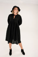 Ebony Bloom Hemp Black Dress - Wildalaya