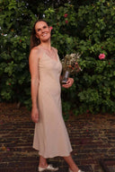Hemp Sandy Midi Dress - Wildalaya Full length model in Hemp Dress