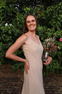 Hemp Sandy Midi Dress - Wildalaya Model happy in Hemp Dress