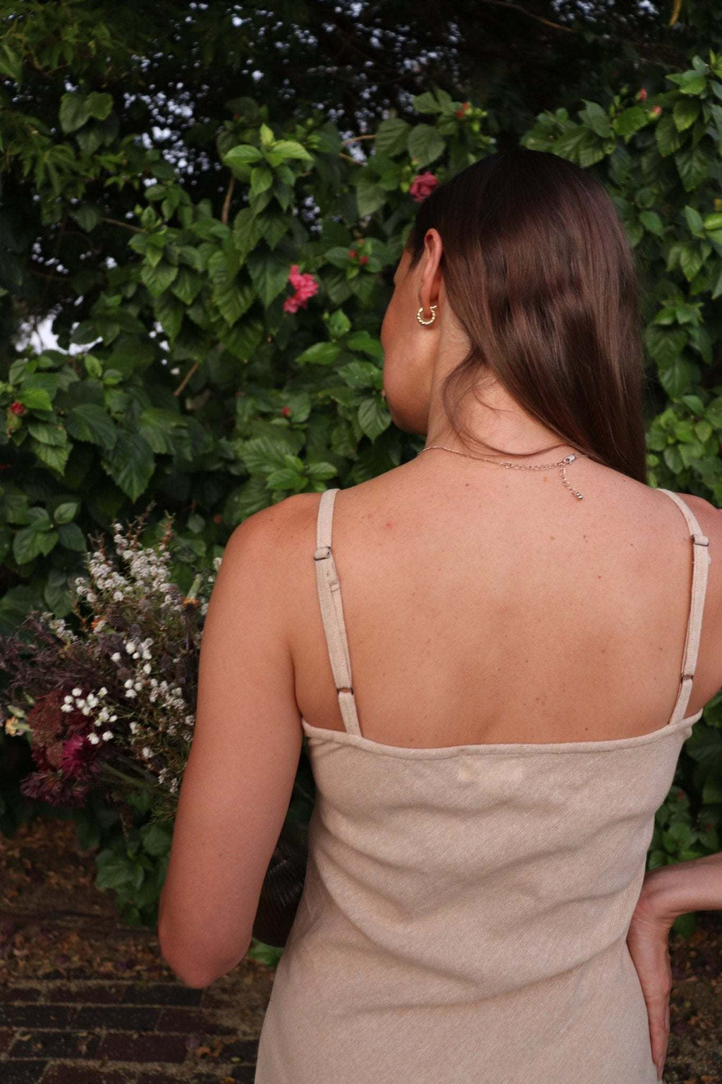 Hemp Sandy Midi Dress - Wildalaya Model's back