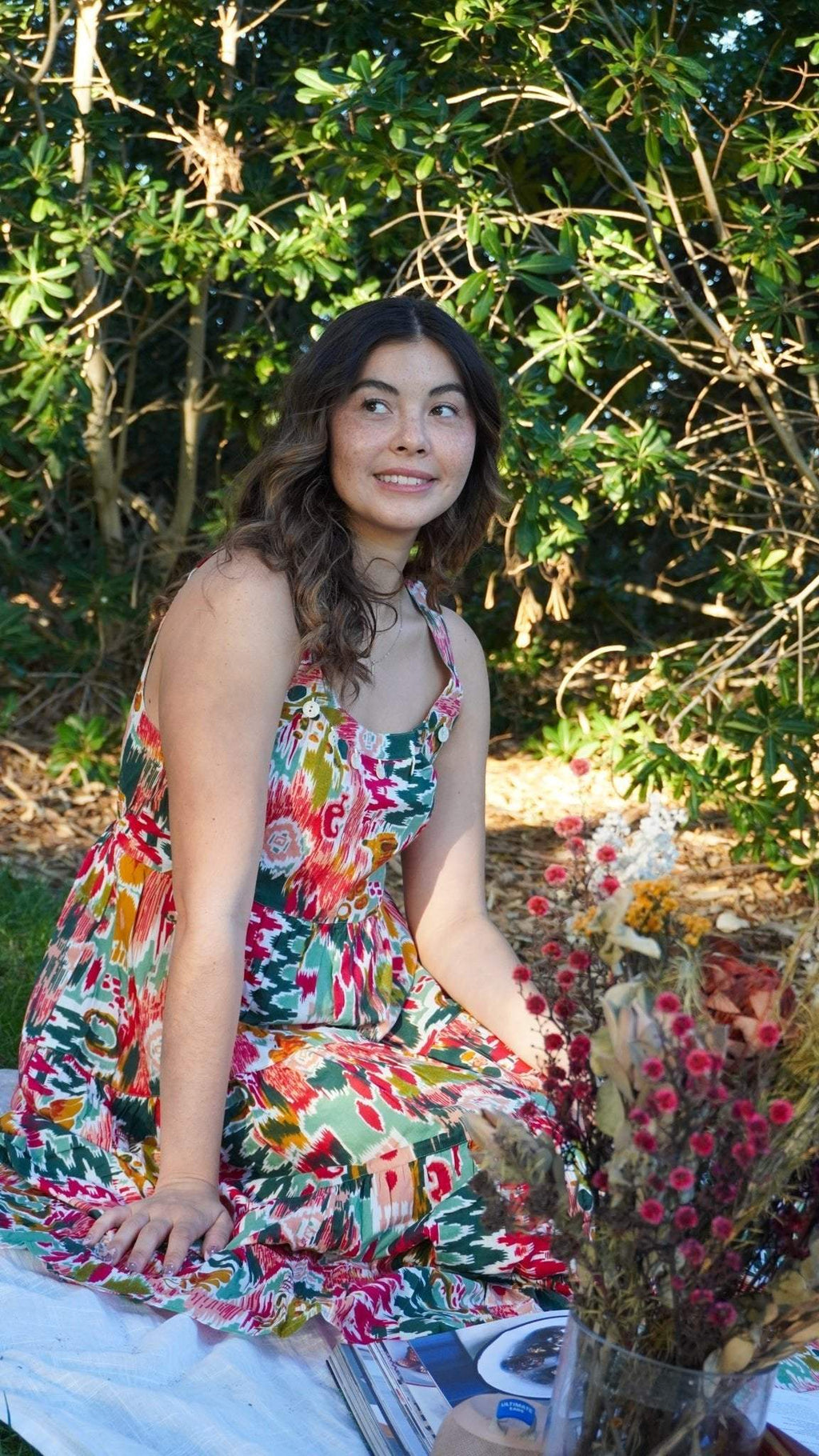 Ikat Carnival Print Cotton Dress
