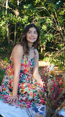 Ikat Carnival Print Cotton Dress