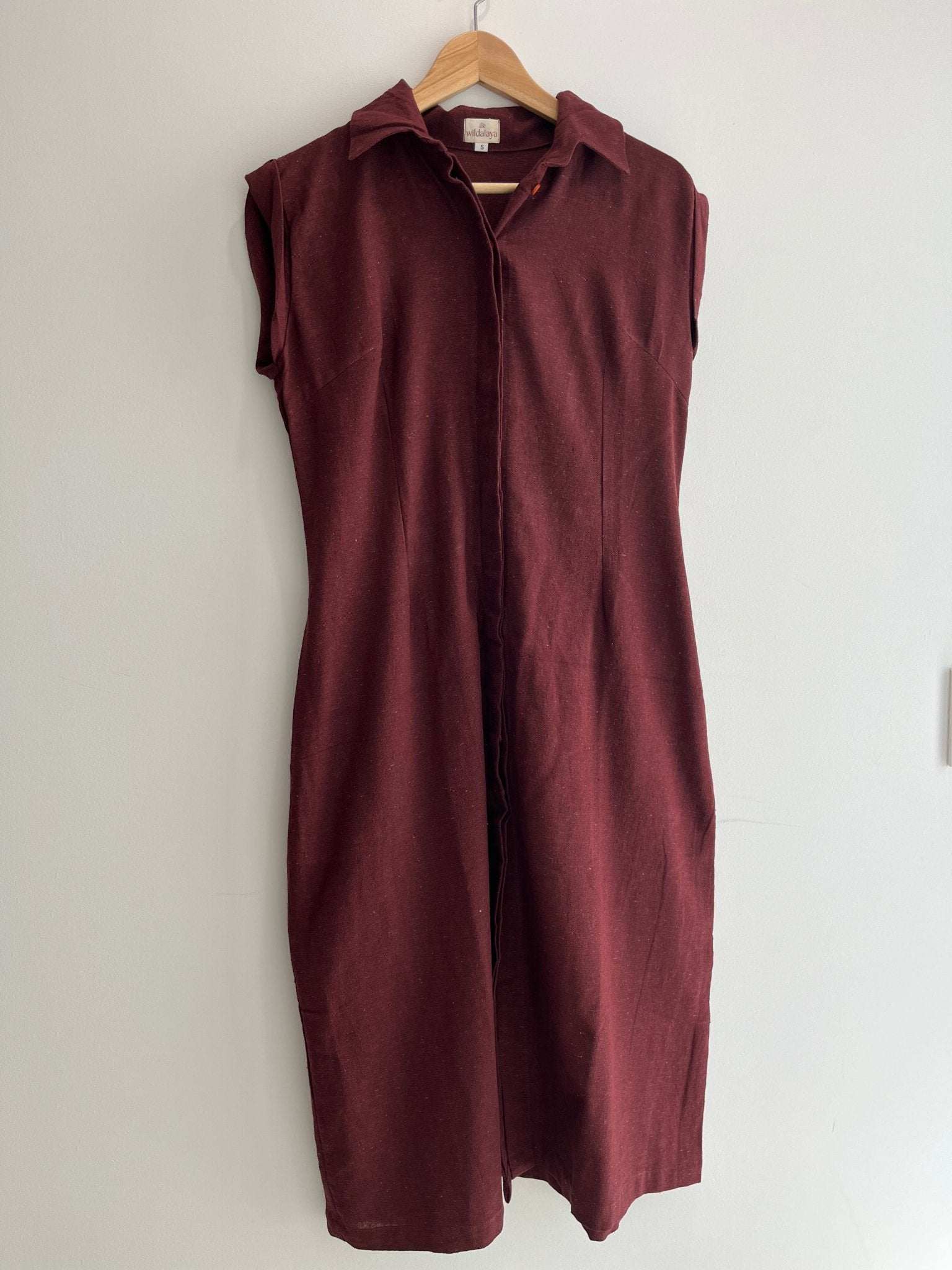 Wildalaya Hemp Shirt Dress - Eco-friendly Mahogany Earth Style