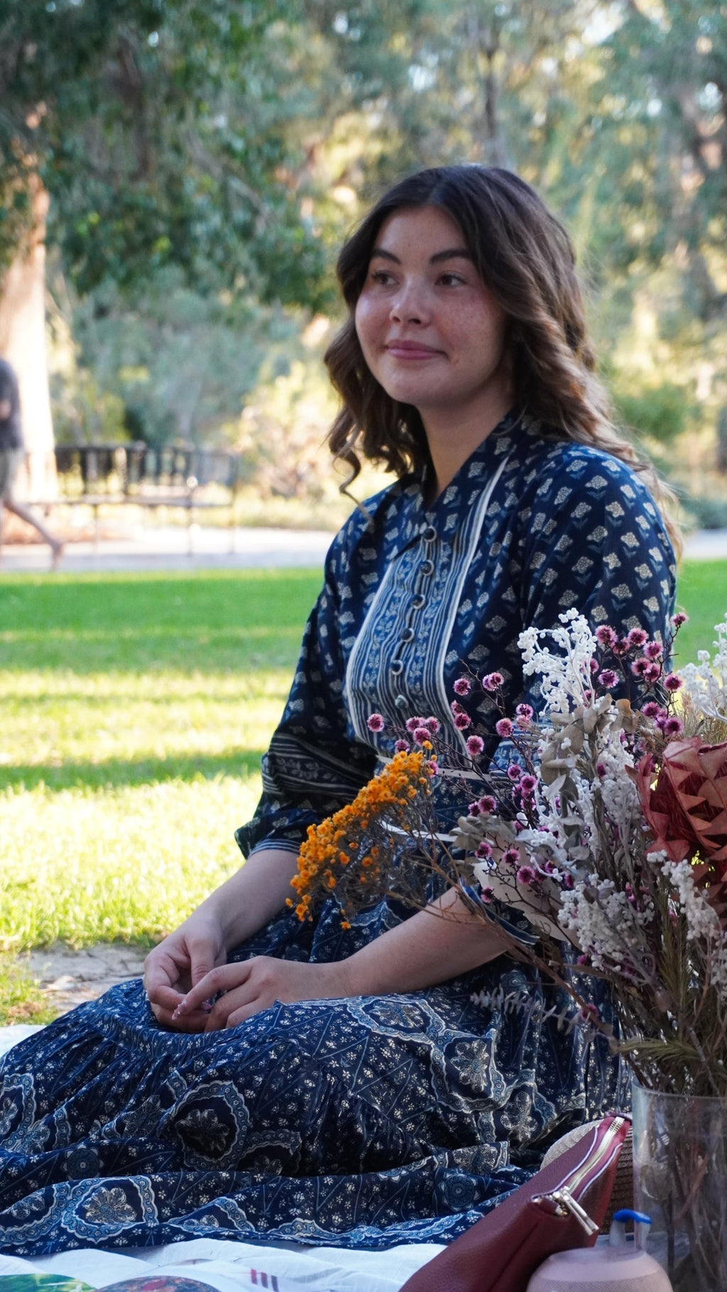 Midnight Meher dress – Handblock Printed Indigo Cotton Dress