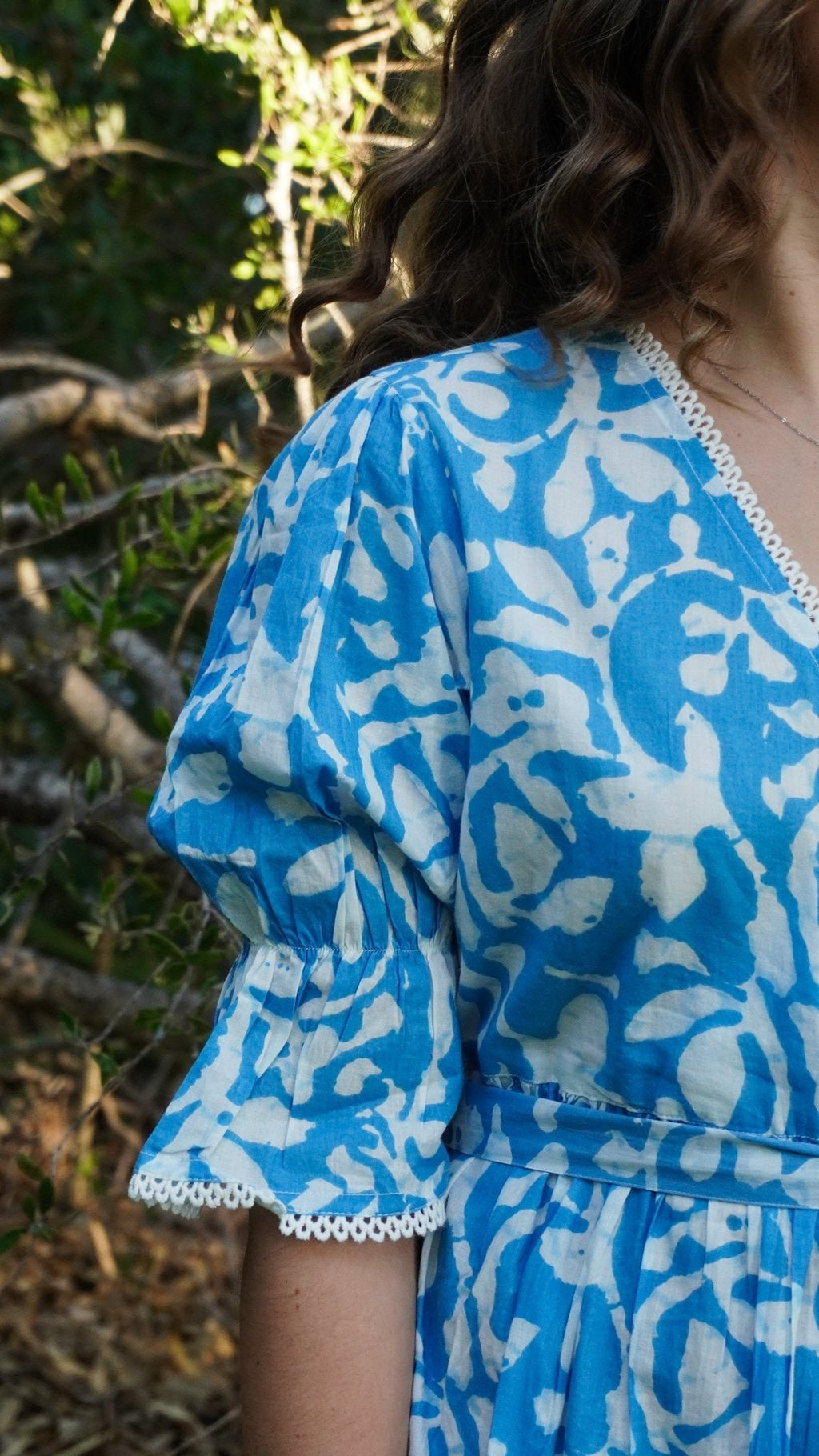 Morning Bloom Dress - Soft Turquoise Floral Cotton Dress