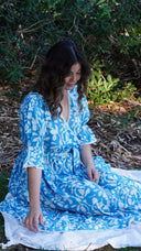 Morning Bloom Dress - Soft Turquoise Floral Cotton Dress