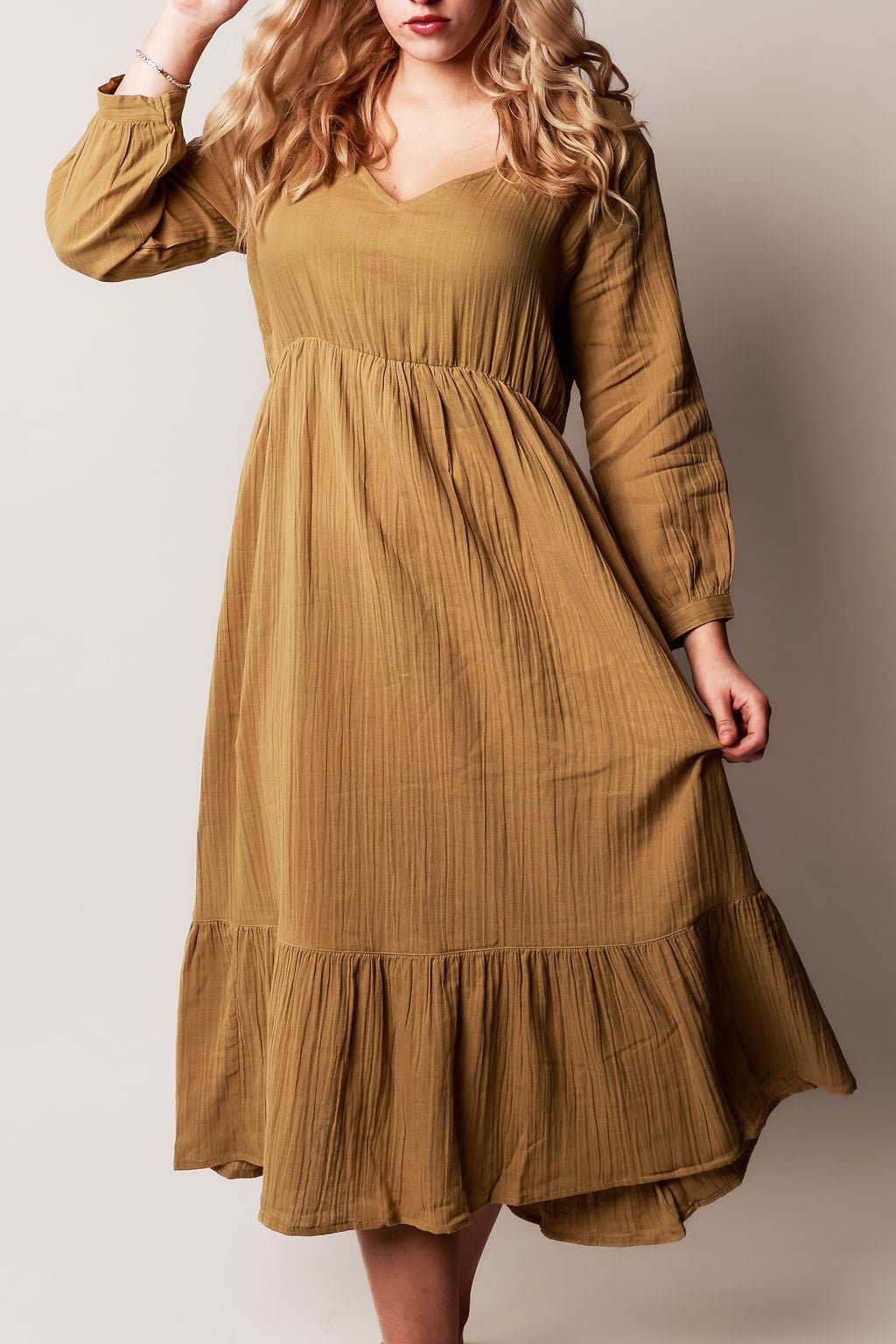 Olive Ocean Ripple Dress - Wildalaya