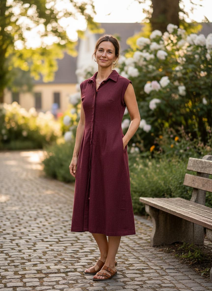 Wildalaya Hemp Shirt Dress - Eco-friendly Mahogany Earth Style