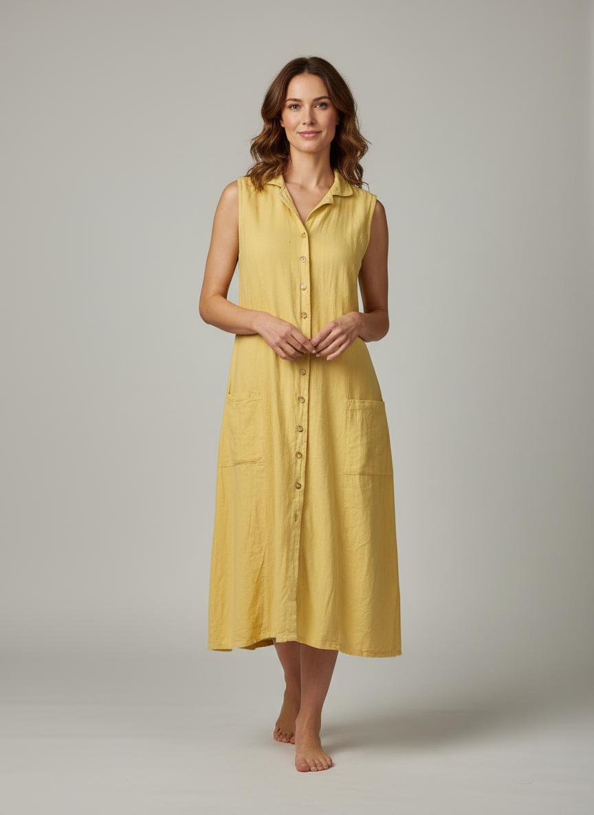 Sunny Days Hemp Dress (Yellow Shirt Dress)
