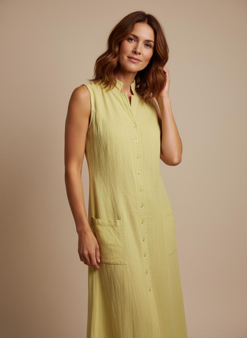 Lemon Hemp Dress (Light Green Shirt Dress)