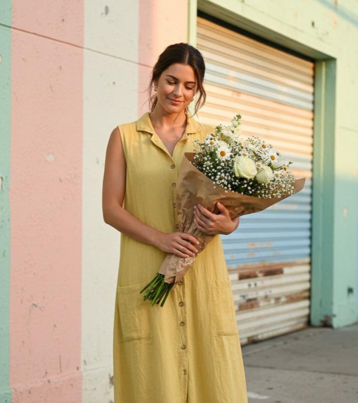 Sunny Days Hemp Dress (Yellow Shirt Dress)