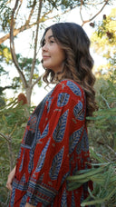 Redwood Tale Dress - Handblock Printed Cotton Midi Dress